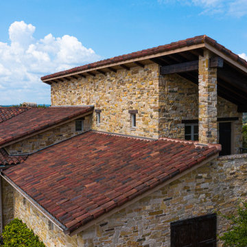 Clay Tile Detailing at Upper Gables and Wall Interfaces