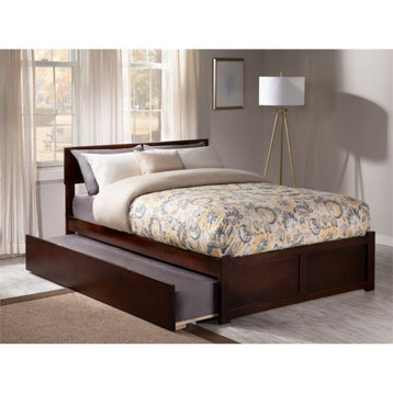 AFI Orlando Full Solid Wood Bed and Footboard with Full Trundle in Walnut