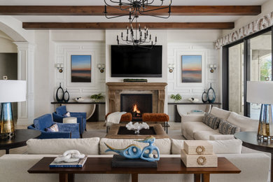 Example of a tuscan living room design in Tampa