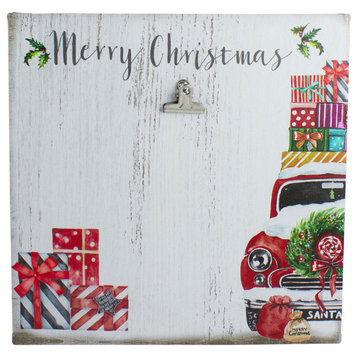10" Car and Gifts Merry Christmas Canvas Wall Art With Photo Clip