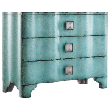 Hooker Furniture 638-85016 44"W 3 Drawer Hardwood Dresser - Turquoise Crackle