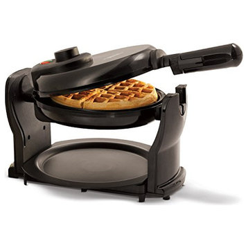 Classic Rotating Belgian Waffle Maker with Nonstick Plates, Removable Drip Tray, Black
