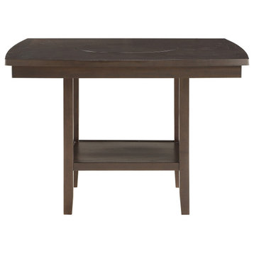Benzara BM220899 Counter Height Table With 1 Bottom Shelf and Lazy Susan, Brown