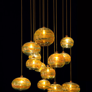 BLOWN GLASS GLOBE PENDANT LIGHTING