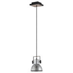Eglo - Barnstaple, 1-Light Mini Pendants, Distressed Zinc and Black Finish - The Barnstaple Single Light Pendant by Eglo adds a vintage, industrial farmhouse touch to any decor. With its single distressed zinc steel shade and canopy with a black finish, this fixture is guaranteed to make a statement without overpowering your existing decor.Features: