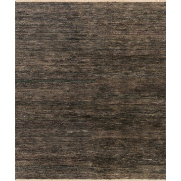 Hand-Knotted 100% Jute Quinn Area Rug, Charcoal, 9'6"x13'6"