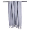 DII 60x50" Cotton Solid Textured Throw with Decorative Fringe in Cool Gray