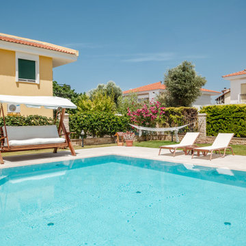 Snow White & Pool Garden Beige Porcelain Tiles - Cesme,Izmir Villa
