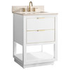 Avanity Allie 24 in. Vanity in White w/ Gold Trim and Crema Marfil Marble Top