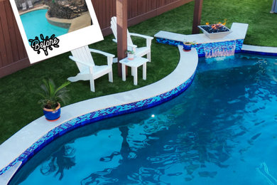 Trendy backyard custom-shaped pool photo in Houston
