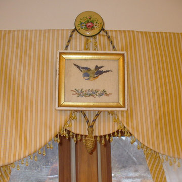 Edwardian Valance yellow stripe silk sewing room