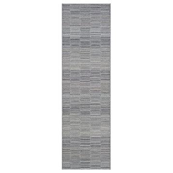 Couristan Cape Fayston Indoor/Outdoor Runner Rug, Silver-Charcoal, 2'3"x11'9"