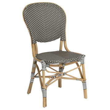 Isabell Outdoor Bistro Side Chair, Cappuccino and White