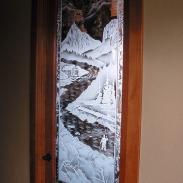 Custom Etched/ Sandblasted/ Carved Glass Doors