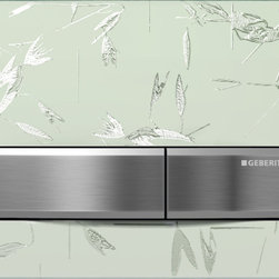 Geberit White Satin Glass with Floral Pattern Sigma50 Flush Plate - Bathroom Fixtures