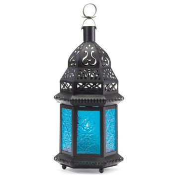 Blue Glass Moroccan Style Lantern