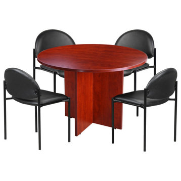 47"W round conference table and chairs Cherry