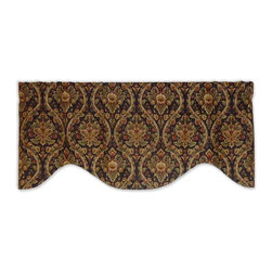 Priority Home and Design - Mill Creek Floral Arabesque Black Damask Valance - Valances