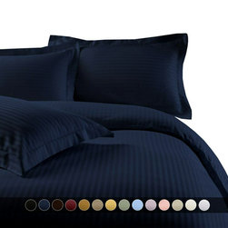 Royal Tradition - 100% Cotton 600TC Striped Duvet Cover Set - Duvet Covers And Duvet Sets