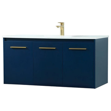 Elegant Decor Penn 40" Aluminum Alloy MDF Single Bathroom Vanity in Blue