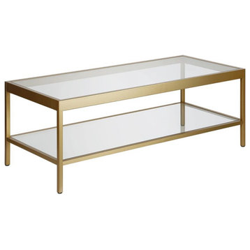 Alexis 45'' Wide Rectangular Coffee Table in Brass