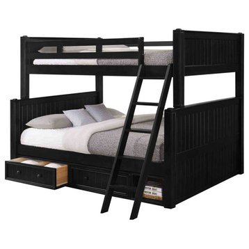Beatrice Black Full Over Queen Bunk Bed With Underbed Storage Drawers