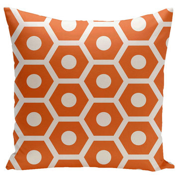 Geometric Decorative Outdoor Pillow, Orange, 18"x18"