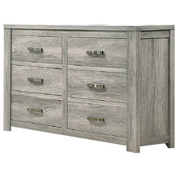 6 Drawers Bedroom Dresser, Gray