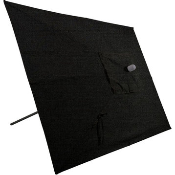 10'x6.5' Rectangular Auto Tilt Market Umbrella, Black Frame, Sunbrella, Black