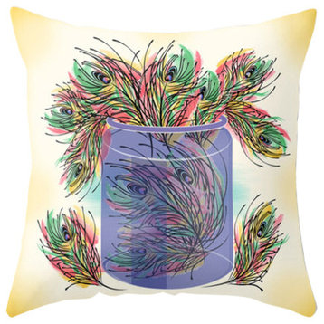 Peacock Feather Jar Pillow Cover