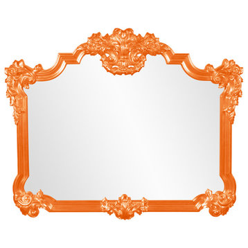 Avondale Unique Mirror Custom Painted, Ornate, 39 X 48, Glossy Orange