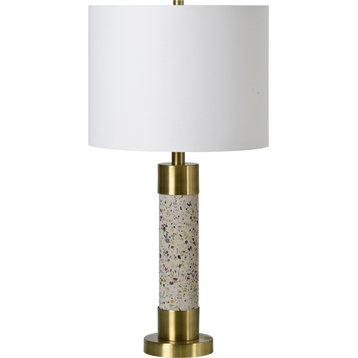 Renwil Tayla 1-Light Modern Metal Table Lamp in Brass & White (Set of 2)