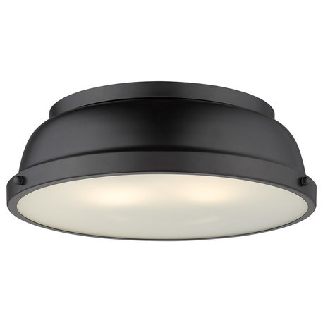 Duncan 14" Flush Mount, Black With Matte Black Shade