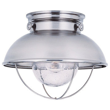 11.25 Inch 9.3W 1 LED Outdoor Flush Mount-Brushed Stainless Finish-Incandescent