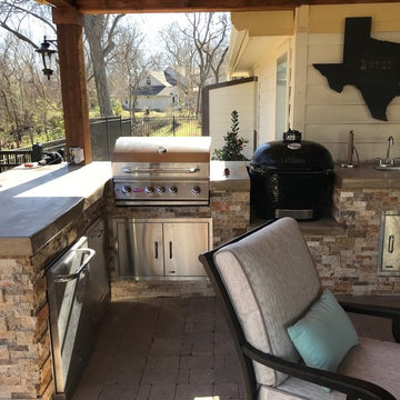 Open Gable Patio Cover, Outdoor Kitchen, Deck, Firepit and Paver Patio