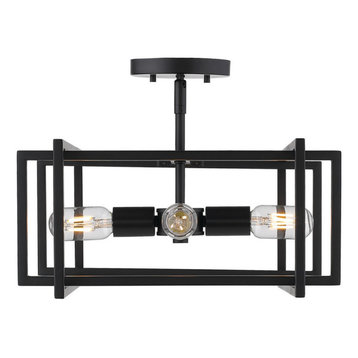 Tribeca Semi-flush, Black With Black Accents