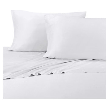 300 TC Silky 100% Bamboo Viscose Sheet Set, White, Queen