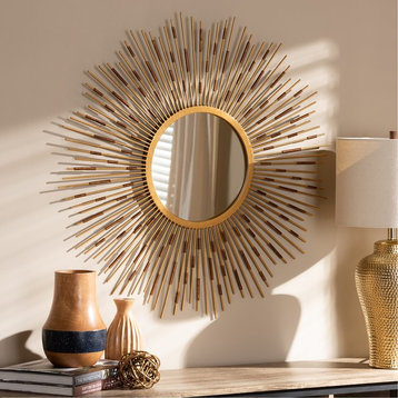 Apollonia Modern and Contemporary Gold Sunburst Accent Wall Mirror