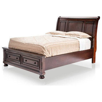 Bowery Hill Traditional Wood Queen Storage Bed in Dark Cherry