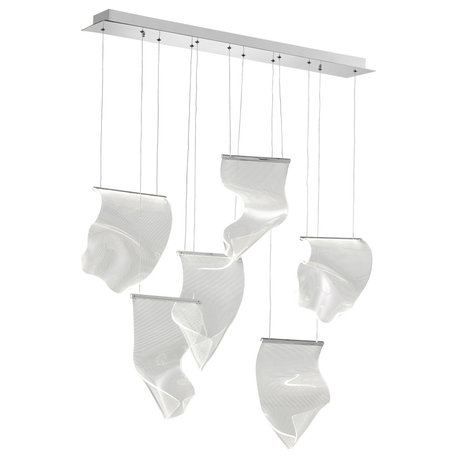 Acrylic Lace Light Dimmable Integrated LED Chandelier, 6 Light