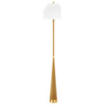 Mitzi - 1 Light Floor Lamp, Aged Brass - Extremely usable yet trend forward, this striking floor lamp makes a gorgeous organic statement. A slender natural raffia-wrapped stem, tapered at the bottom and straight at the top, has an Aged Brass band at the middle, creating a modern hourglass-like silhouette. A tapered white linen shade and round Aged Brass finial complete the look.