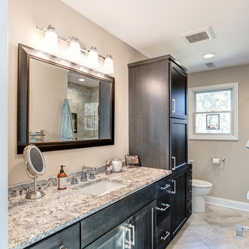 Updated Dark Wood Guest Bathroom