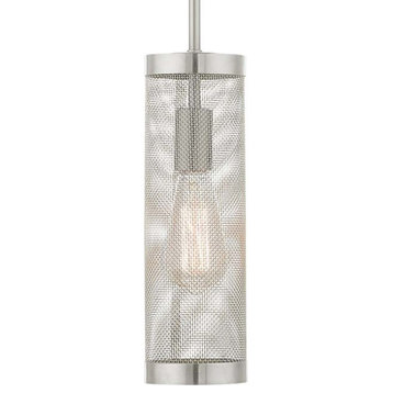 Livex Lighting 46211 Industro 1 Light 5"W Cage Mini Pendant - Brushed Nickel