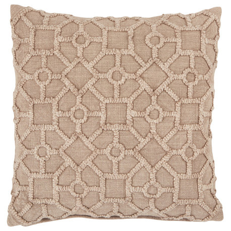 Vibe Espanola Gray Trellis Poly Throw Pillow 18"