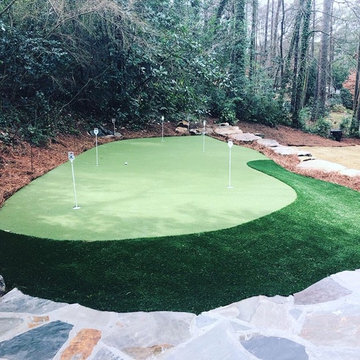 Boulder Wall, Terraced Lawn, and Putting Green