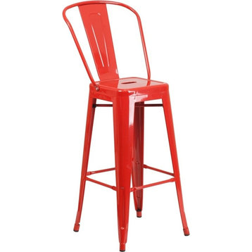 Flash Commercial 30" Red Barstool, Removable Back - CH-31320-30GB-RED-GG