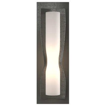 Dune Sconce, Natural Iron Finish, Opal Glass