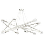 Hudson Valley Lighting - Orbit 12-Light Chandelier Polished Nickel Finish - Start a conversation with this statement-making design. A study in shapes, Orbit combines sharp angles with cylindrical shades adding a sense of movement and wonder to any room. Integrated LED lights softly glow from within each opal glass diffuser. The chandelier can be mounted close to the ceiling and the sconce can be mounted horizontally or vertically. Available in a shiny Polished Nickel or a more subdued Aged Brass finish.