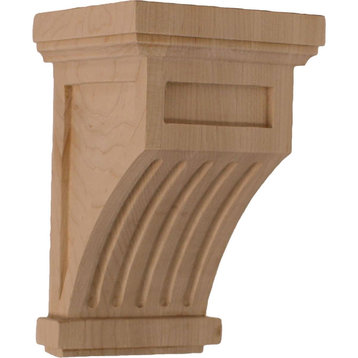 Fluted Mission Corbel, Cherry, 4 1/4"W x 4 1/4"D x 7"H