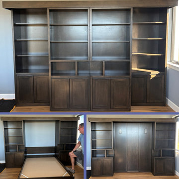 Design Spotlight: Shaker Queen Sliding Library Murphy Wall Bed Group